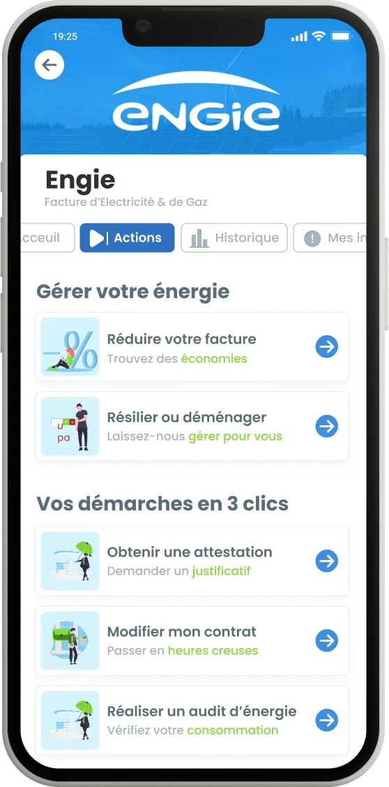 L'app Ideel : optimisation des contrats d'énergie du foyer.